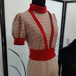 Chic Red and Cream Women's Jumpsuit